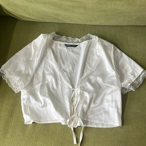 White silk crop top